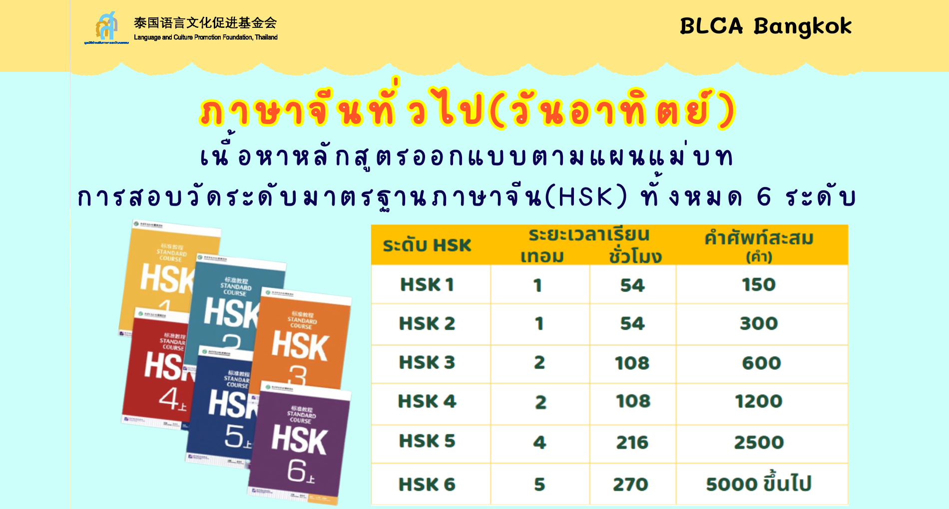 หลักสูตรภาษาจีนสำหรับบุคคลทั่วไป (วันอาทิตย์)